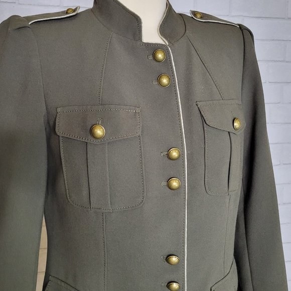 WHBM Military Topper Jacket Army Green Blazer 570209882 - Picture 4 of 5